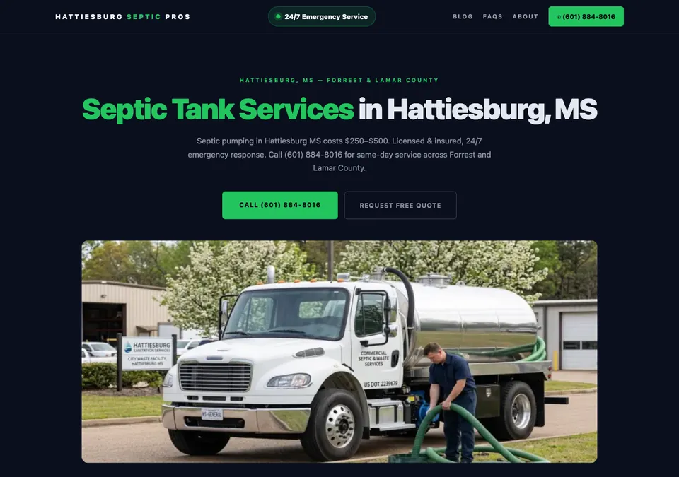 Hattiesburg Septic Pros website design