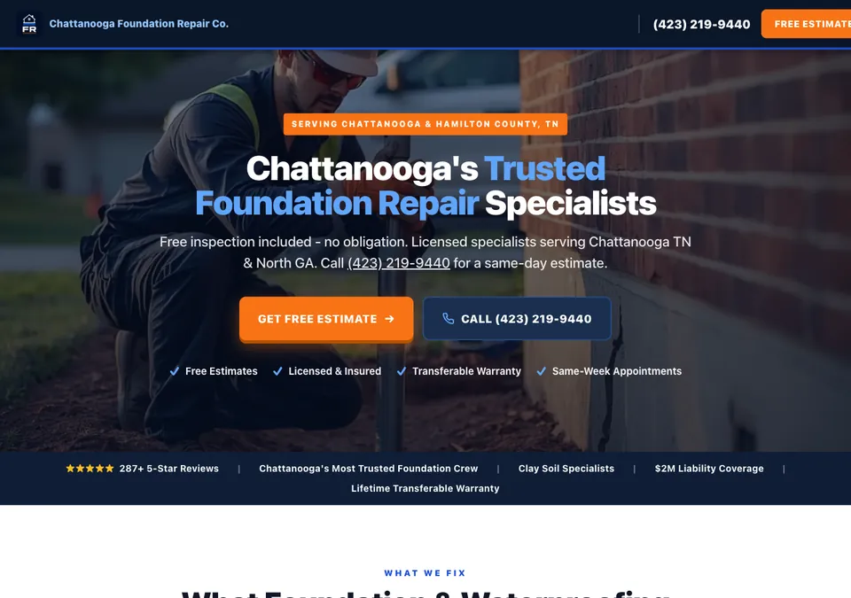 Chattanooga Foundation Repair website design